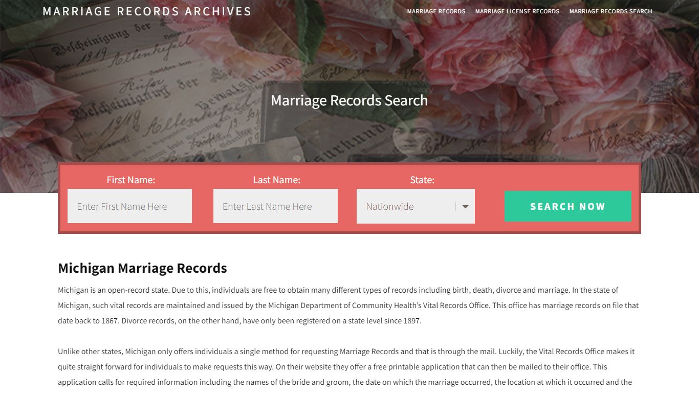 Michigan Marriage Records | Enter Name and Search | 14 Days Free